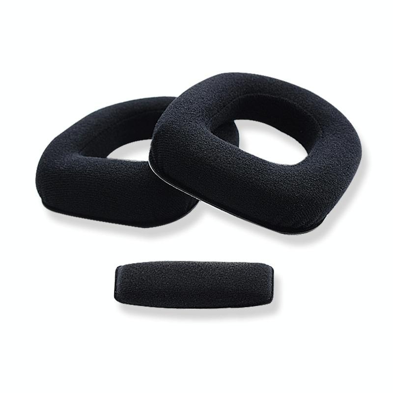 Logitech A50 headset flannel protective ear covers in soft breathable black material — view 2
