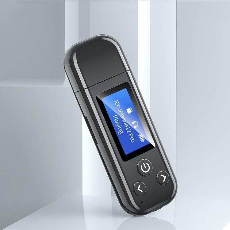 NNEIDS compact Bluetooth audio transmitter and receiver with LCD display for hands-free car calling
