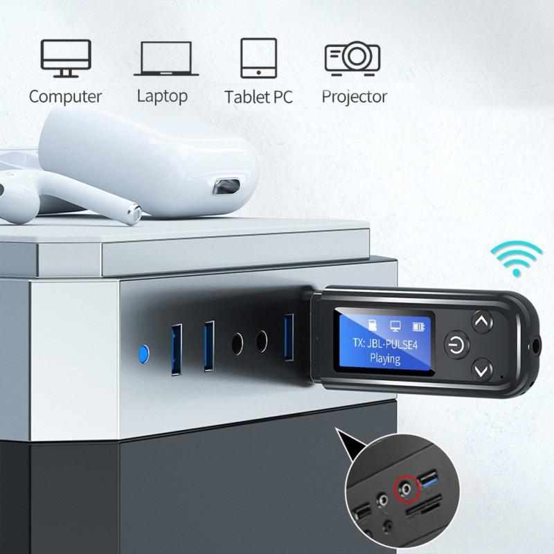 NNEIDS compact Bluetooth audio transmitter and receiver with LCD display for hands-free car calling — view 5