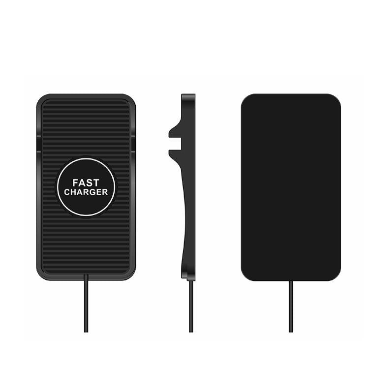 Black silicone non-slip wireless car charger pad and dashboard navigation mount