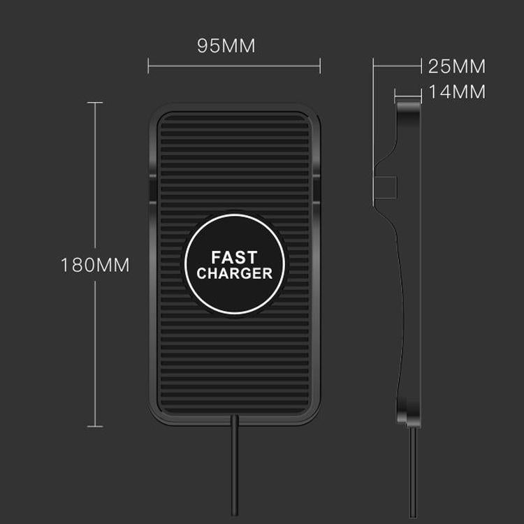 Black silicone non-slip wireless car charger pad and dashboard navigation mount — view 2