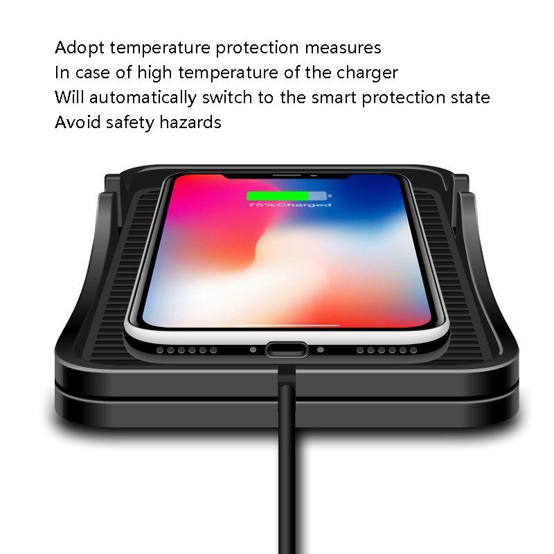 Black silicone non-slip wireless car charger pad and dashboard navigation mount — view 4
