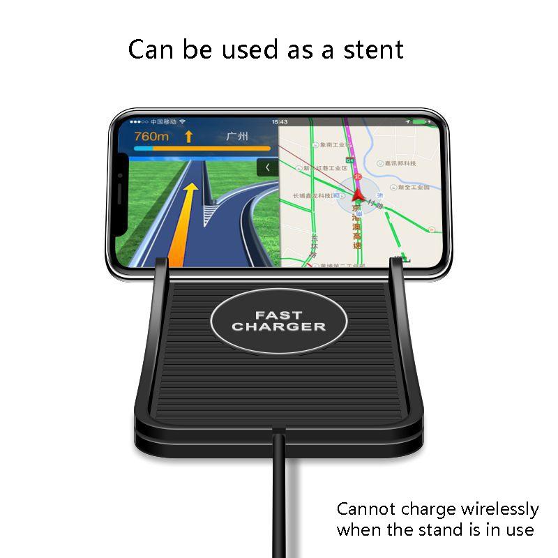 Black silicone non-slip wireless car charger pad and dashboard navigation mount — view 5