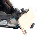 Black universal motorcycle helmet mount with adjustable chin strap and action camera attachment arm