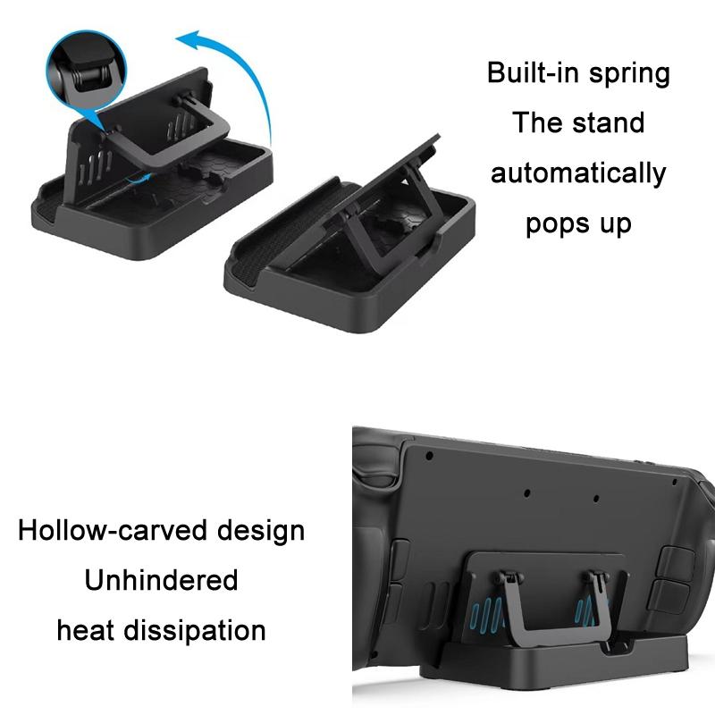 Adjustable carbon fiber folding stand and trackpad sticker set for Steam Deck gaming console — view 3