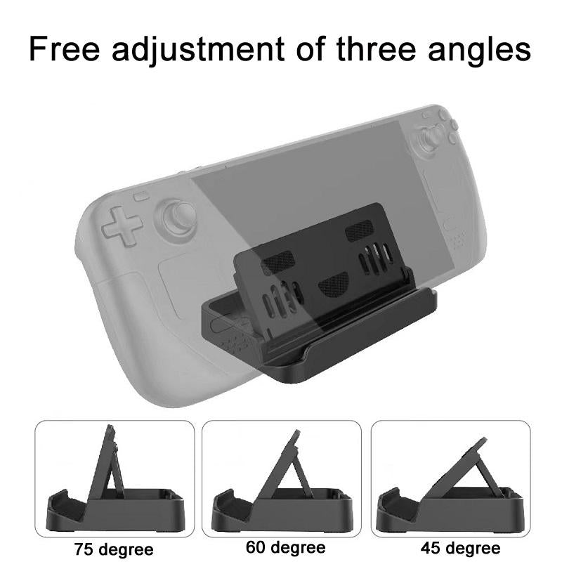 Adjustable carbon fiber folding stand and trackpad sticker set for Steam Deck gaming console — view 5