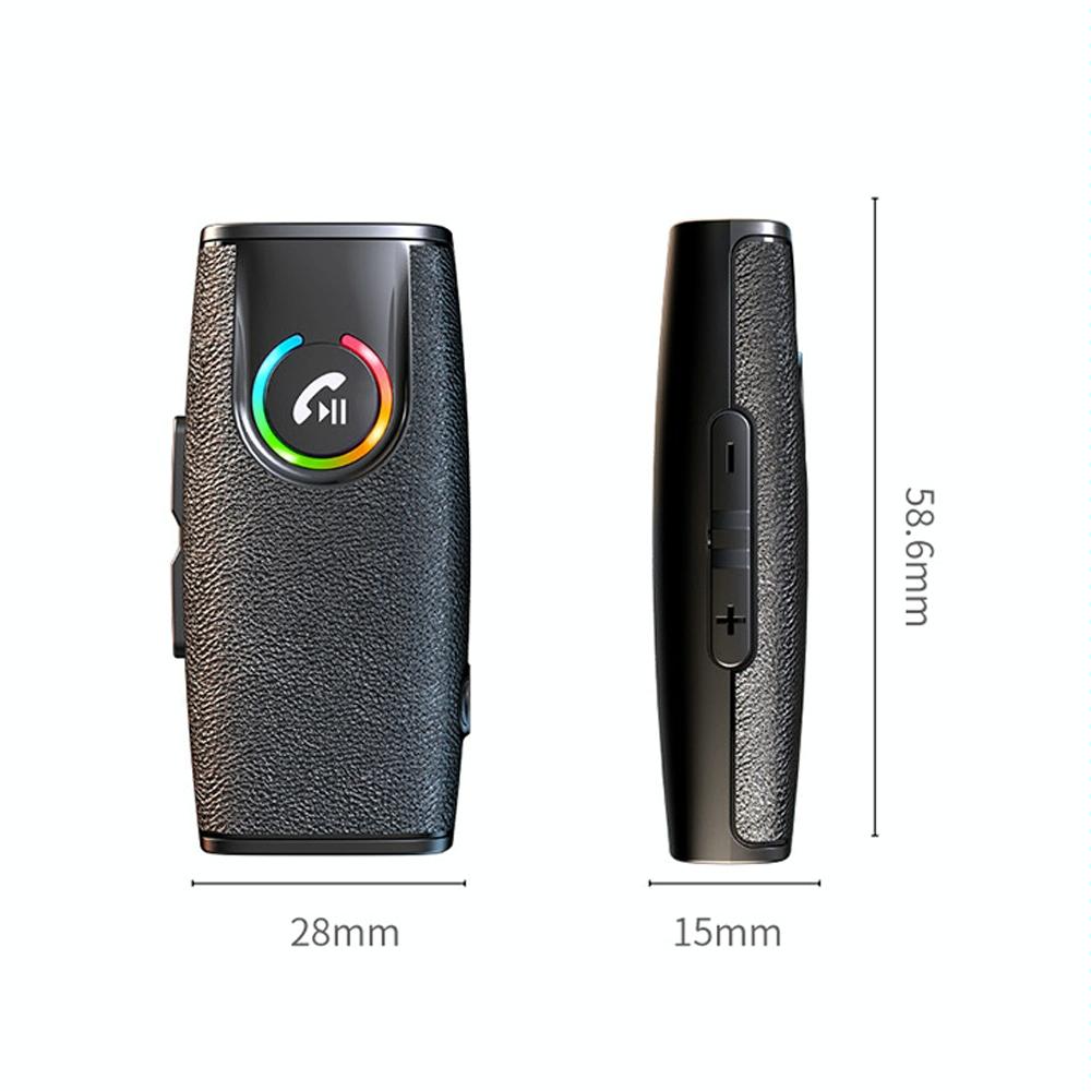 Black wireless car Bluetooth audio receiver with LED display and auxiliary connector for stereo systems