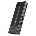 Multi-functional M.2 SSD enclosure and USB hub in premium silver aluminum alloy material.