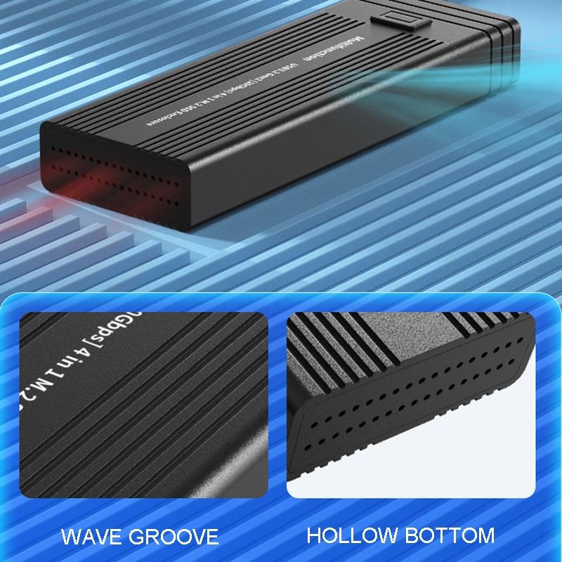 Multi-functional M.2 SSD enclosure and USB hub in premium silver aluminum alloy material. — view 4