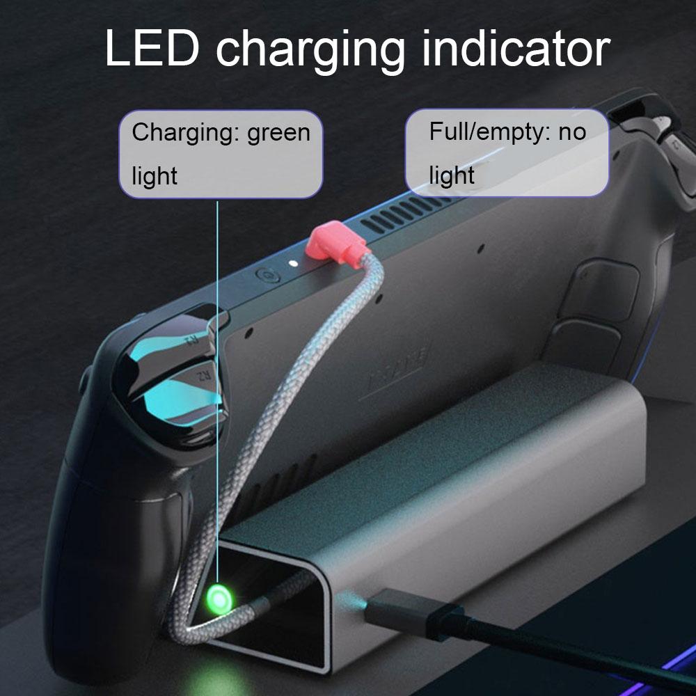 Silver gray aluminum alloy charging base and stand for Steam Deck handheld gaming console — view 3