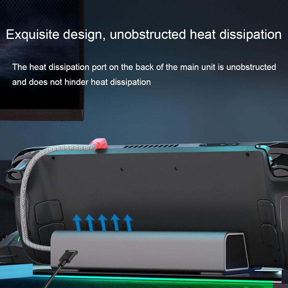 Silver gray aluminum alloy charging base and stand for Steam Deck handheld gaming console — view 5