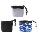 Black portable golf ball cleaning bag in waterproof nylon with detachable buckle clip