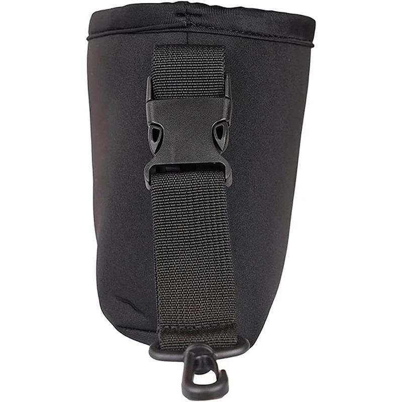 Black portable golf ball cleaning bag in waterproof nylon with detachable buckle clip — view 3
