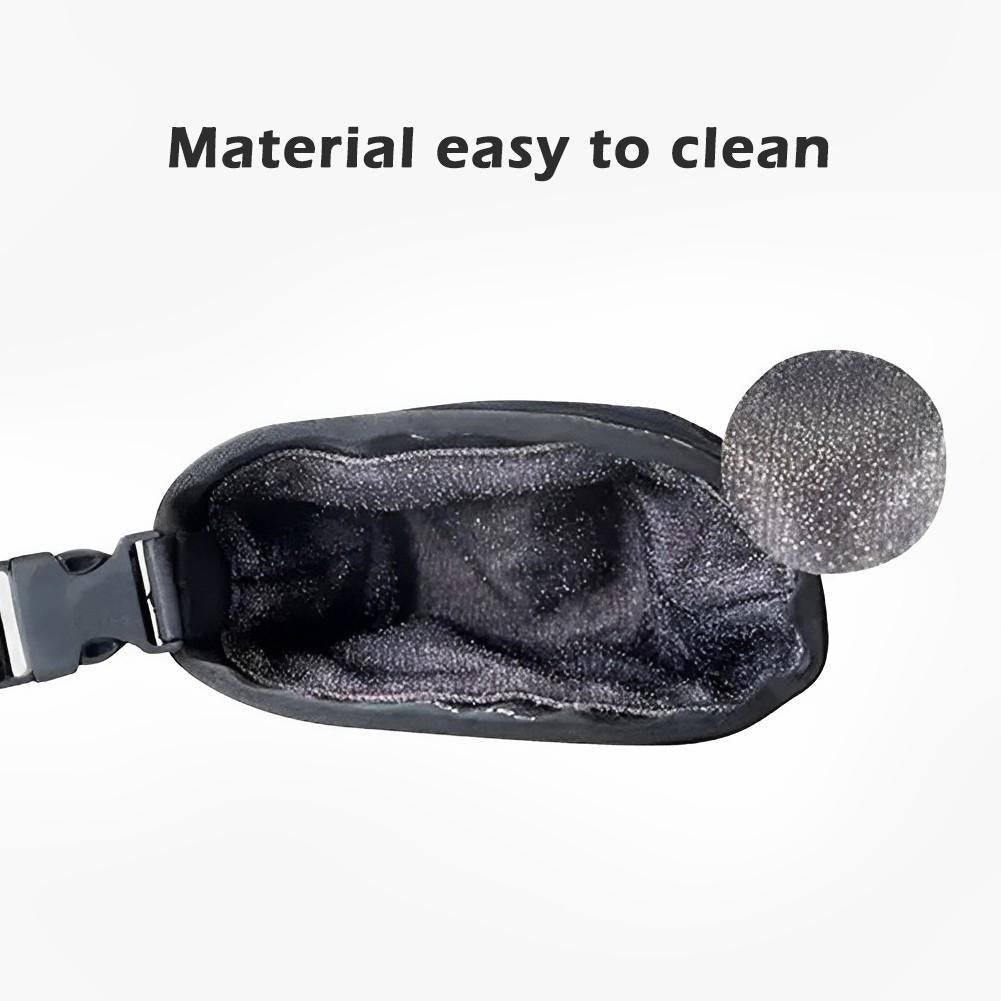 Black portable golf ball cleaning bag in waterproof nylon with detachable buckle clip — view 4