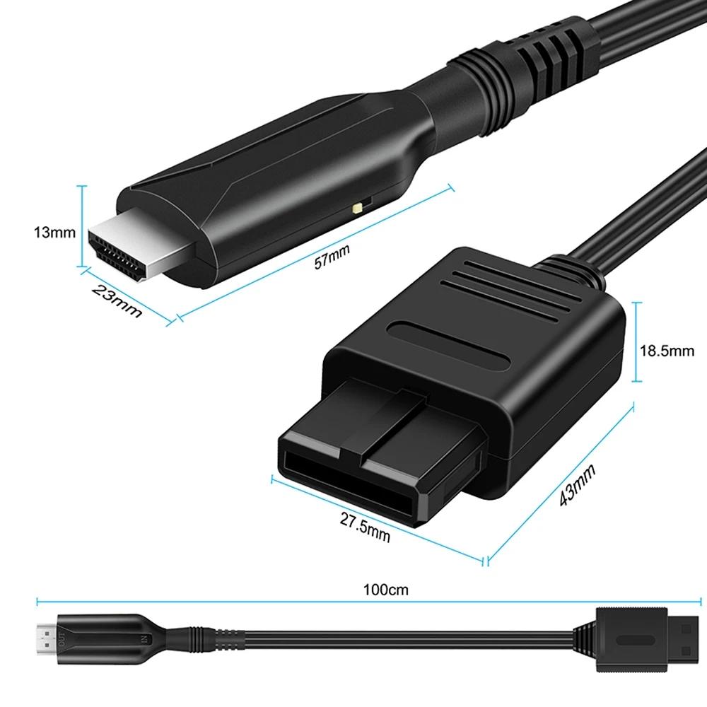 Universal HDMI adapter cable for Nintendo 64, SNES, and GameCube consoles in black plastic housing — view 2