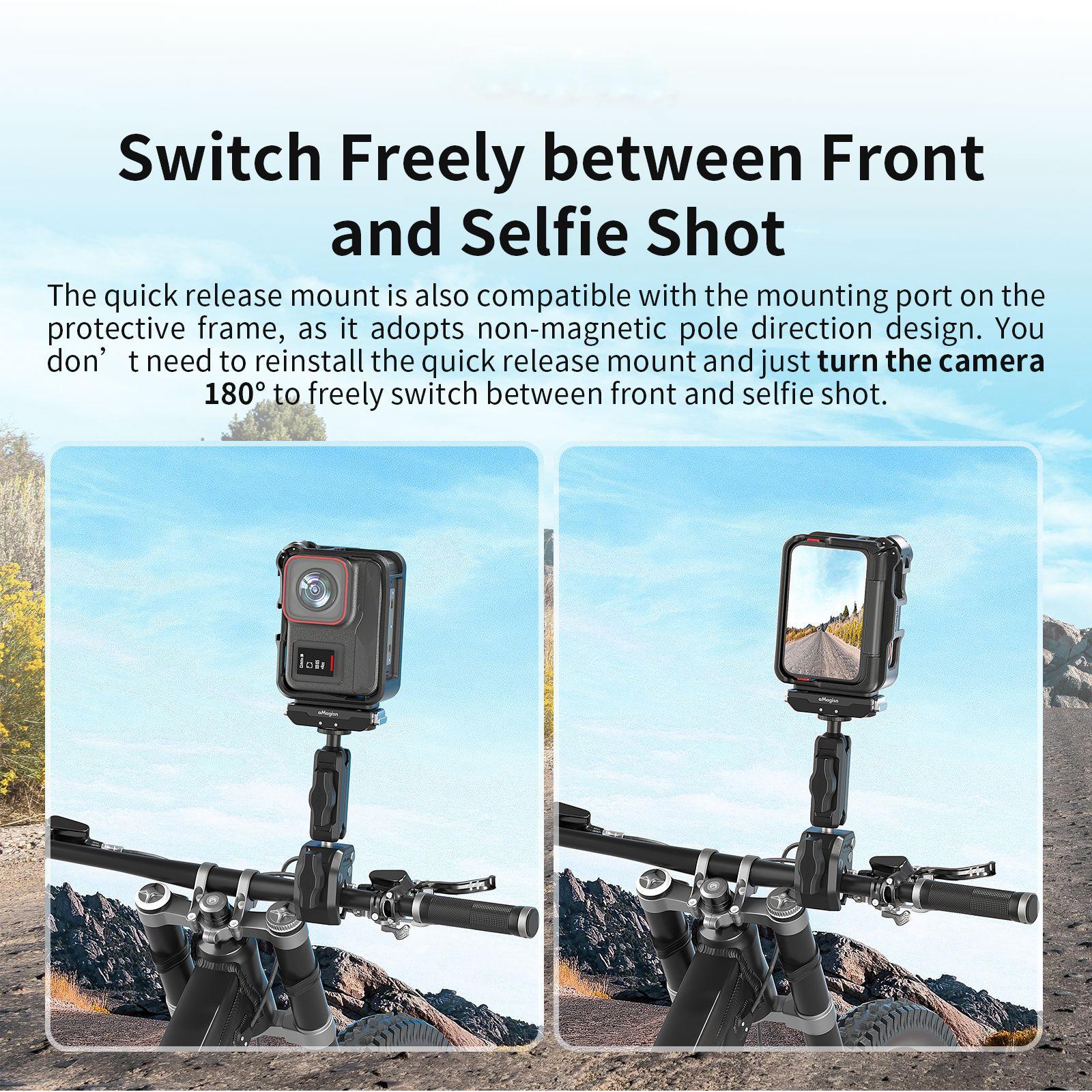 Black ABS action camera protective cage for Insta360 Ace and Pro series — view 5