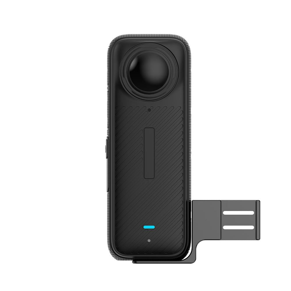 Insta360 X4 camera adapter made of black aluminum alloy with tripod and microphone mount connection — view 5