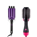 Professional hair curler and volumizing hair dryer duo set featuring ceramic barrels and ergonomic grips