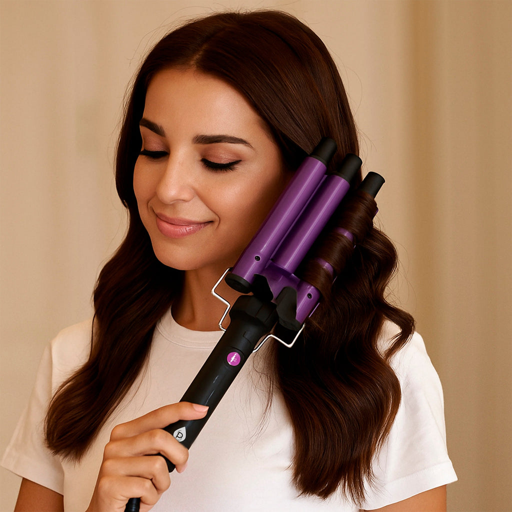 Pursonic dimmable LED vanity mirror and triple barrel ceramic hair curler styling set. — view 2