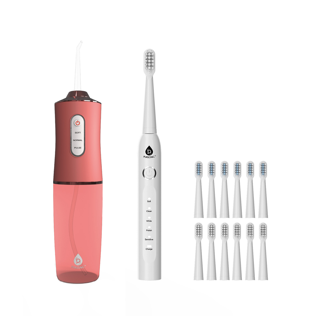 Pursonic Rechargeable Water Flosser & USB Electric Toothbrush with 12 Brush Heads – Advanced Oral Care Set-5