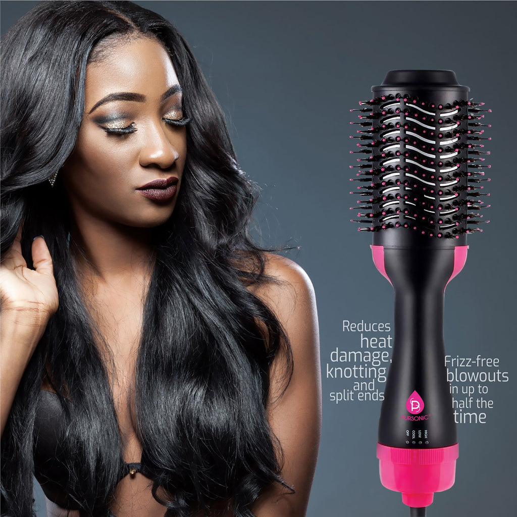 One step hair dryer and volumizer brush styling tool with ergonomic handle and soft bristles — view 5