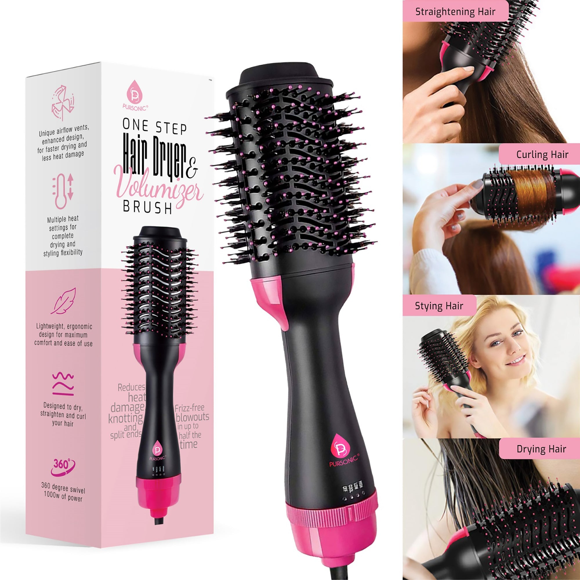 Professional hair curler and volumizing hair dryer duo set featuring ceramic barrels and ergonomic grips — view 2