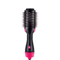One step hair dryer and volumizer brush styling tool with ergonomic handle and soft bristles