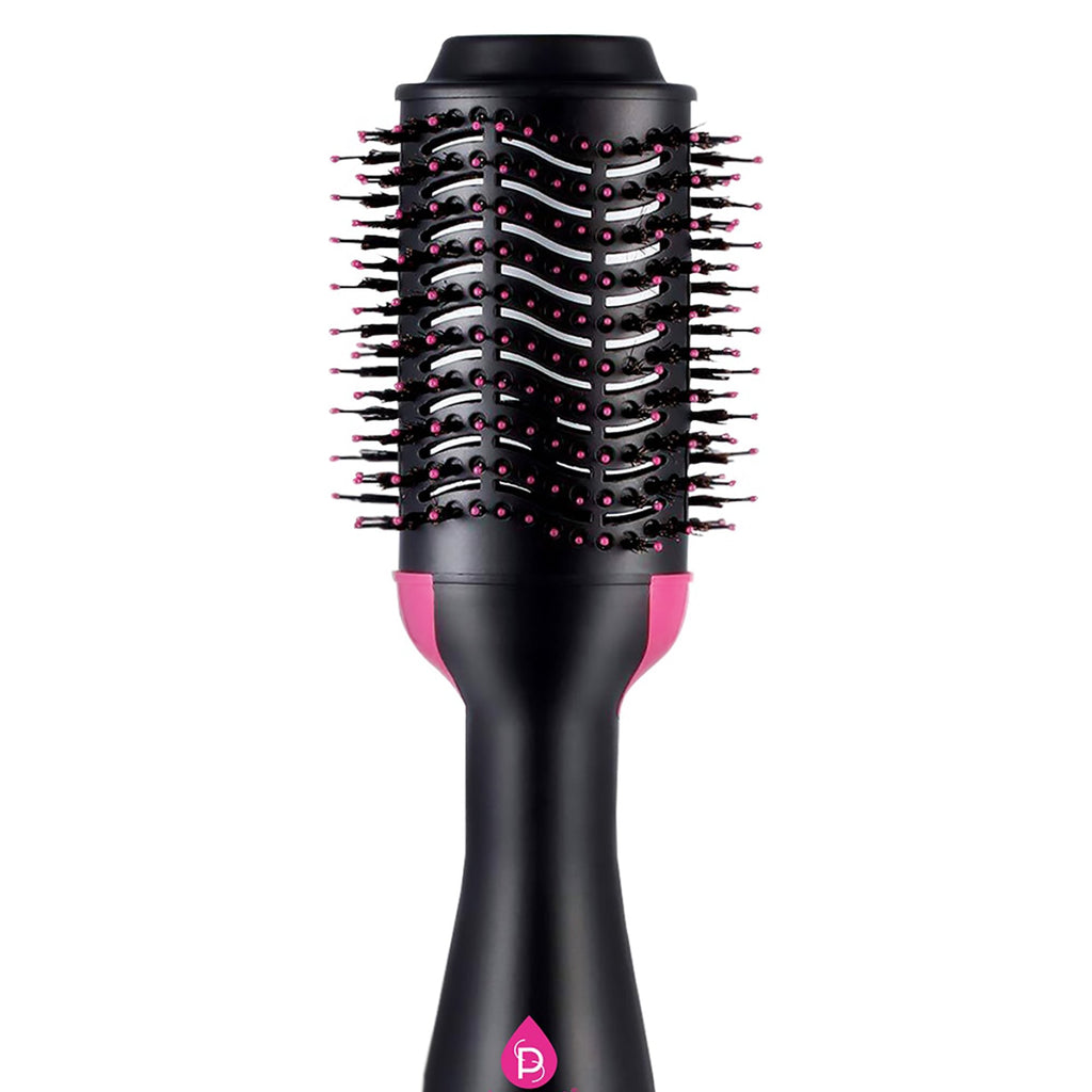 One step hair dryer and volumizer brush styling tool with ergonomic handle and soft bristles — view 2
