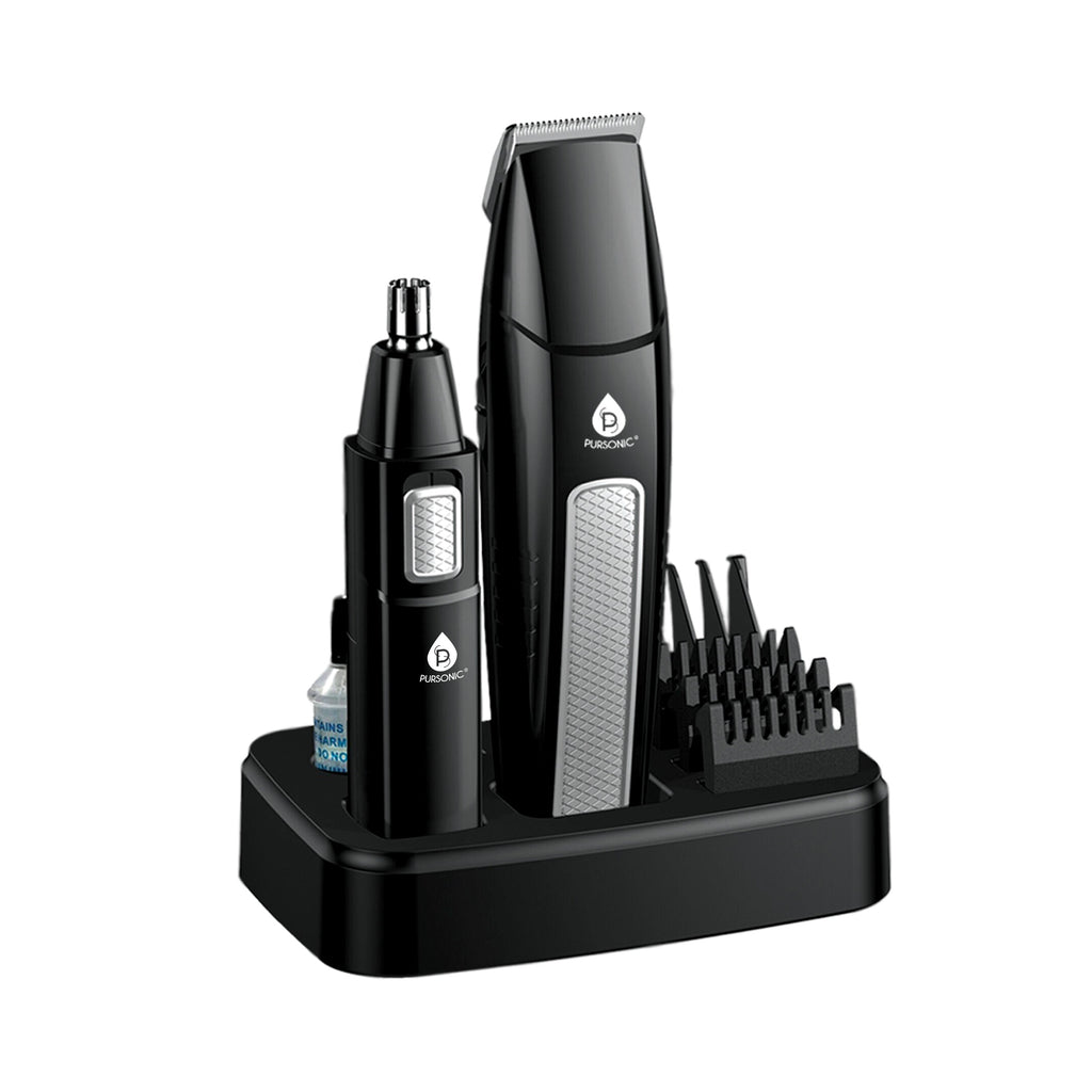 Mario Lopez 10-piece men's grooming kit featuring stainless steel hair clipper, trimmers, and guide combs — view 3