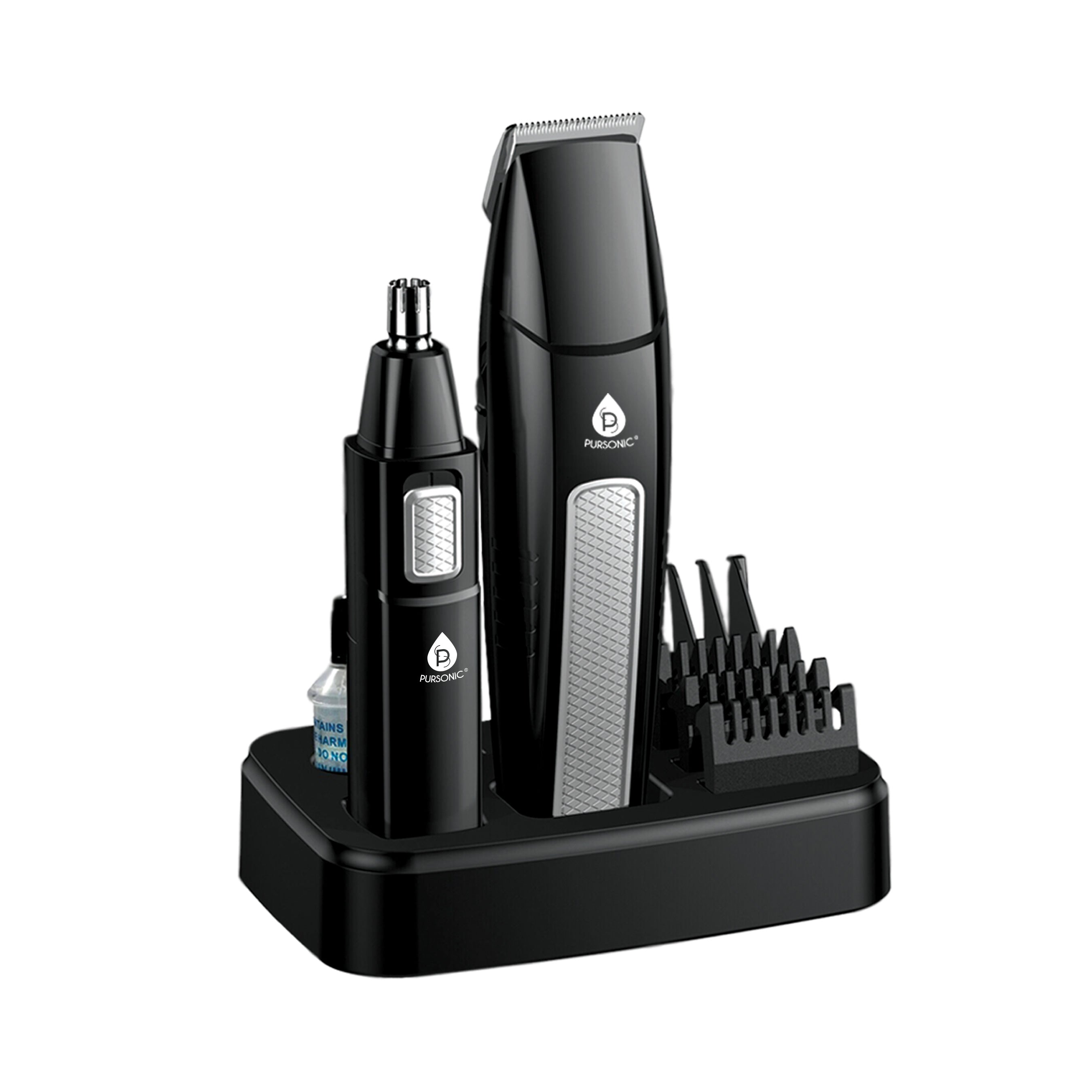 Mario Lopez 10-piece men's grooming kit featuring stainless steel hair clipper, trimmers, and guide combs — view 3