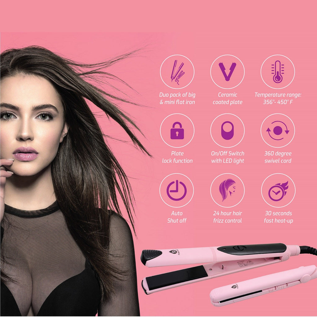 Professional hair styling trio featuring triple barrel curler, volumizing brush, and flat irons — view 3