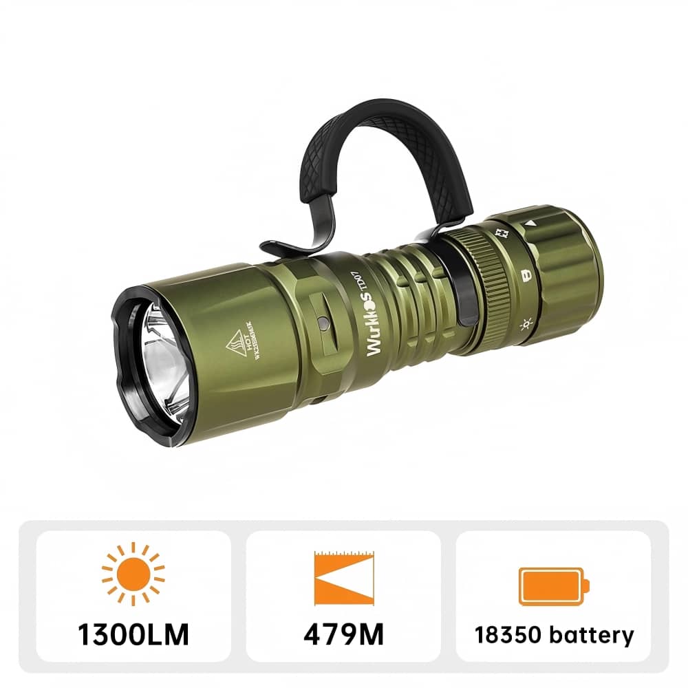 Wurkkos TD07 compact black tactical flashlight crafted from rugged aerospace grade aluminum alloy — view 4