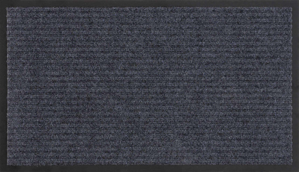 Solid gray outdoor mat with thin low profile design and non-slip rubber backing — view 2