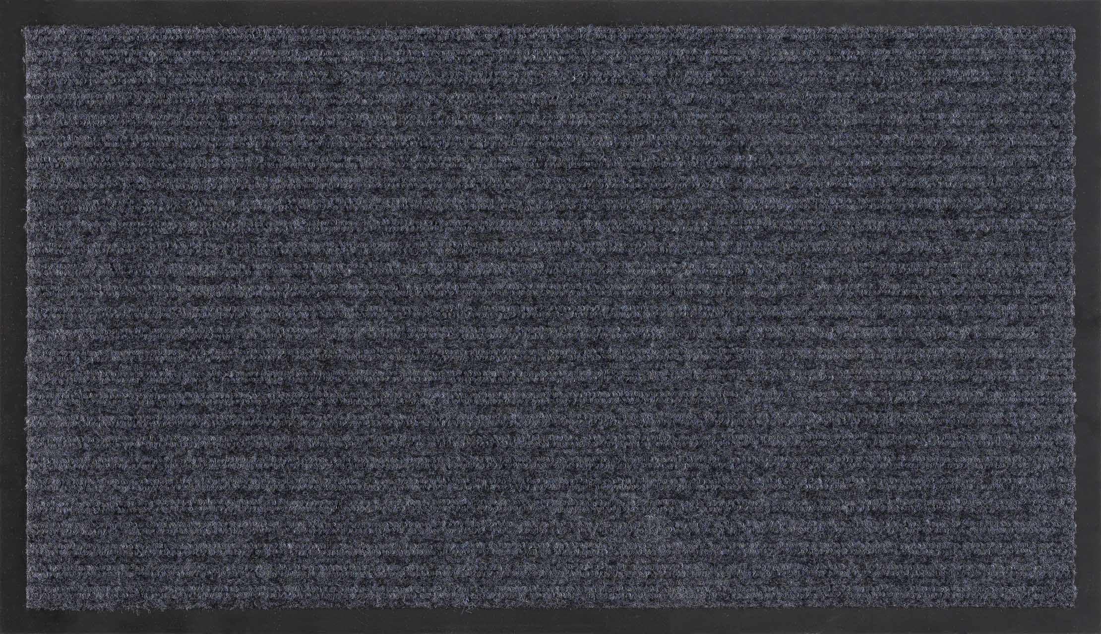 Solid gray outdoor mat with thin low profile design and non-slip rubber backing — view 2