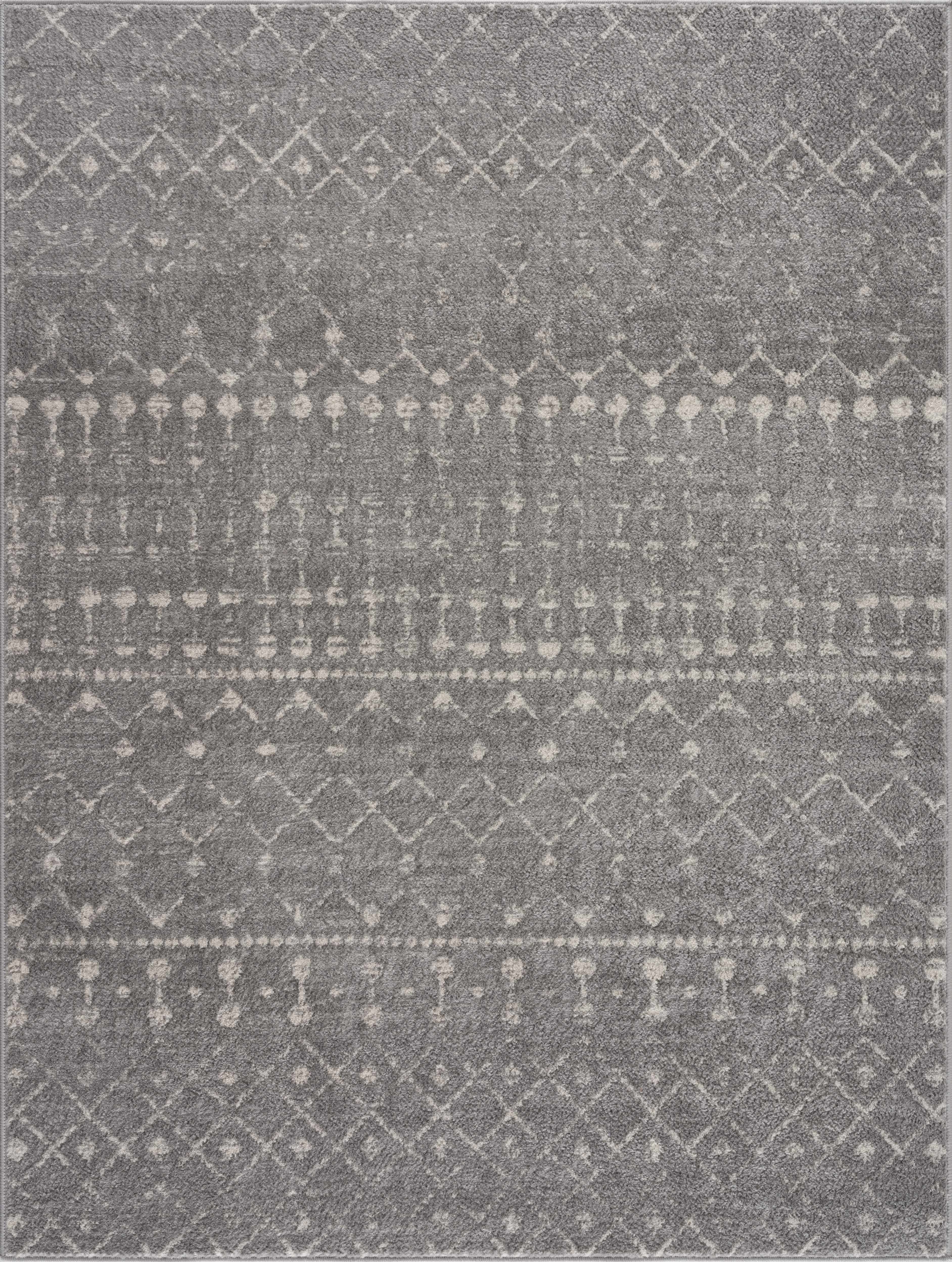 Tigrican light gray and navy contemporary area rug with medium pile machine woven polypropylene