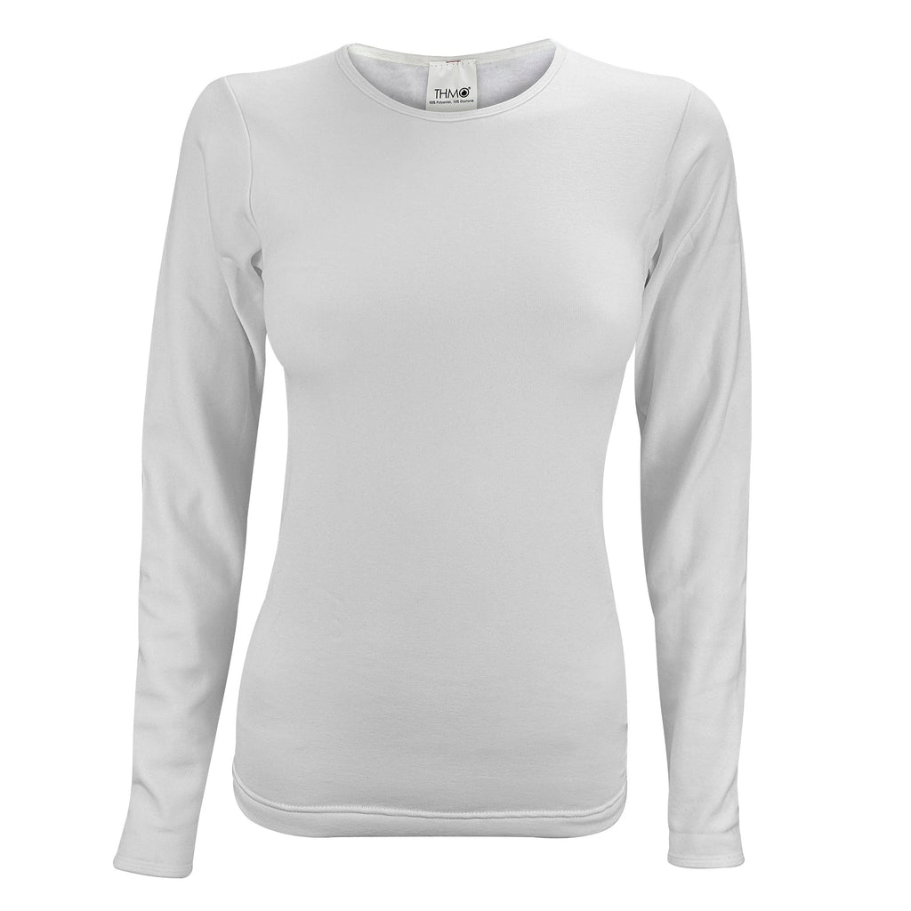 Ladies long sleeved thermal top featuring a lightweight fitted silhouette for winter layering and outdoor comfort