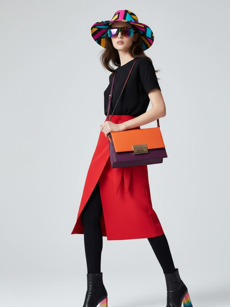 Times Square South red high-waisted pencil skirt with an elegant oversized statement bow detail