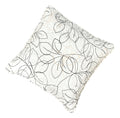 White microfiber cushion cover featuring minimalist black, gray, and gold leaf contour line art design.
