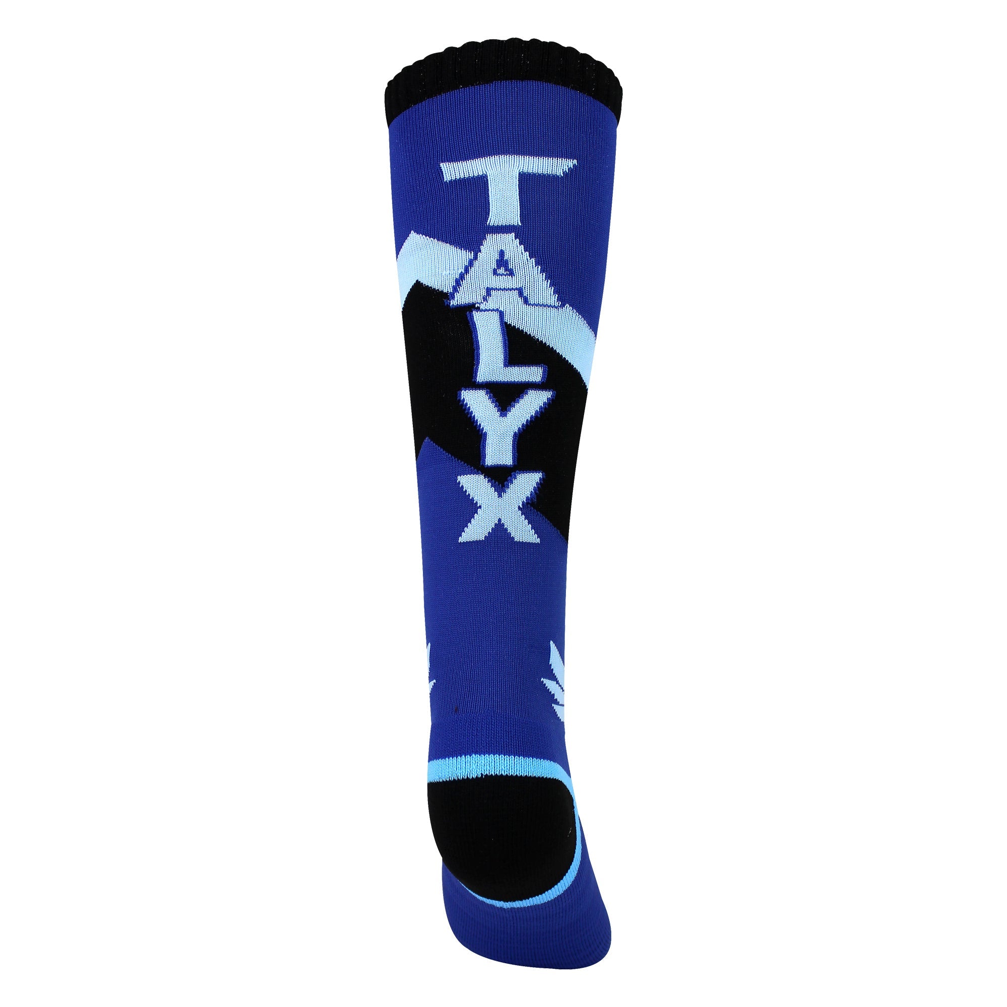 Boys thermal ski socks in blue and navy with cushioned foot and reinforced heel — view 3