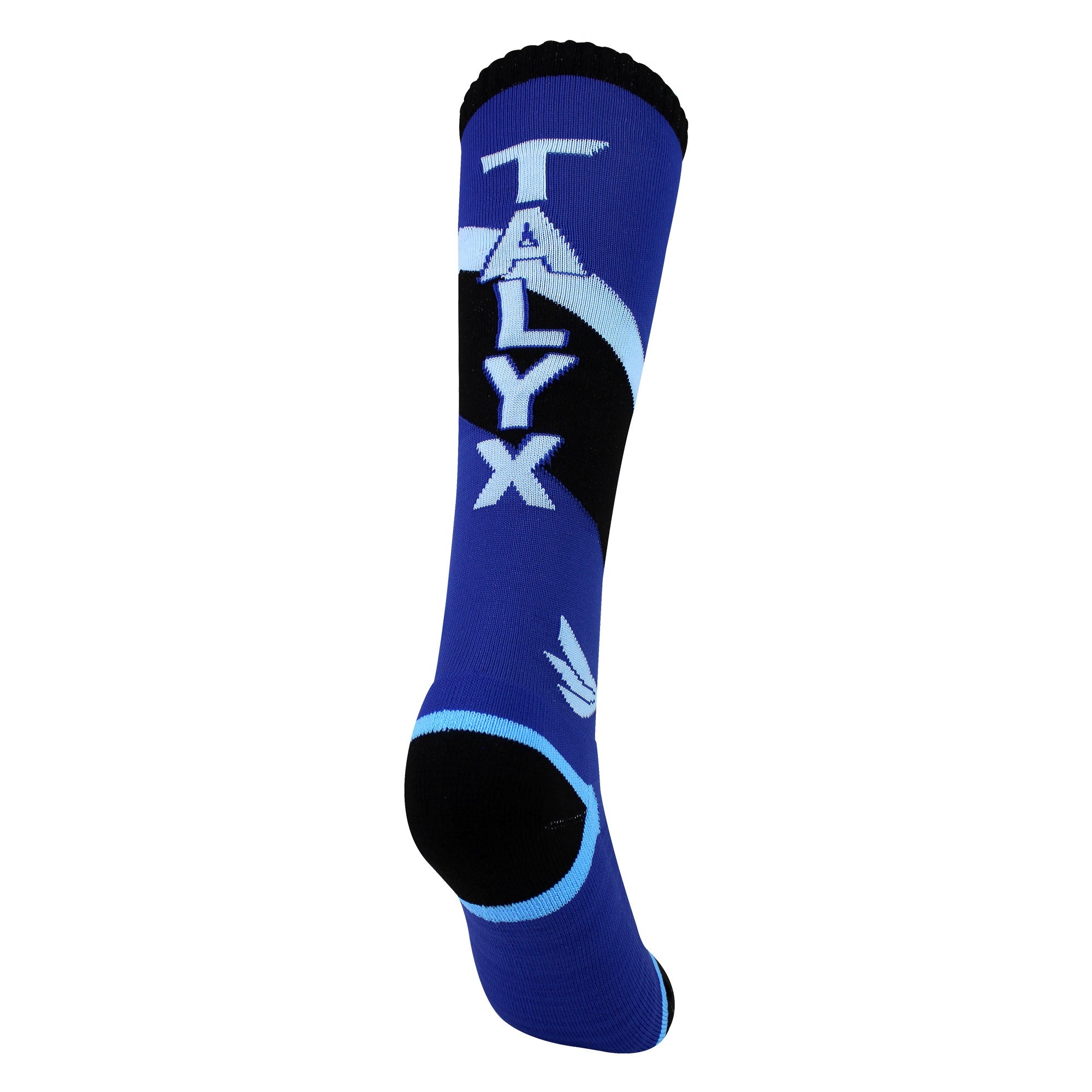 Boys thermal ski socks in blue and navy with cushioned foot and reinforced heel — view 4
