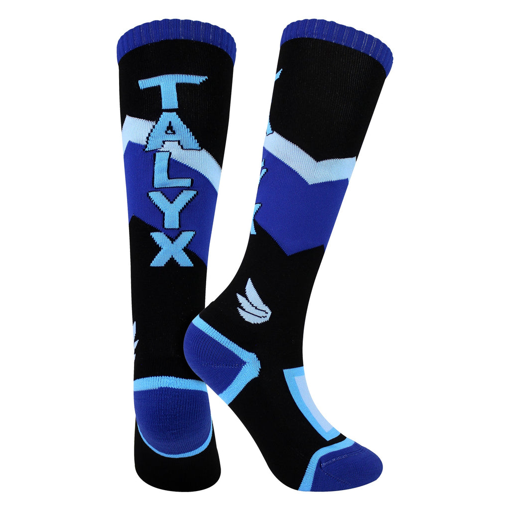 Boys thermal ski socks in blue and navy with cushioned foot and reinforced heel — view 5