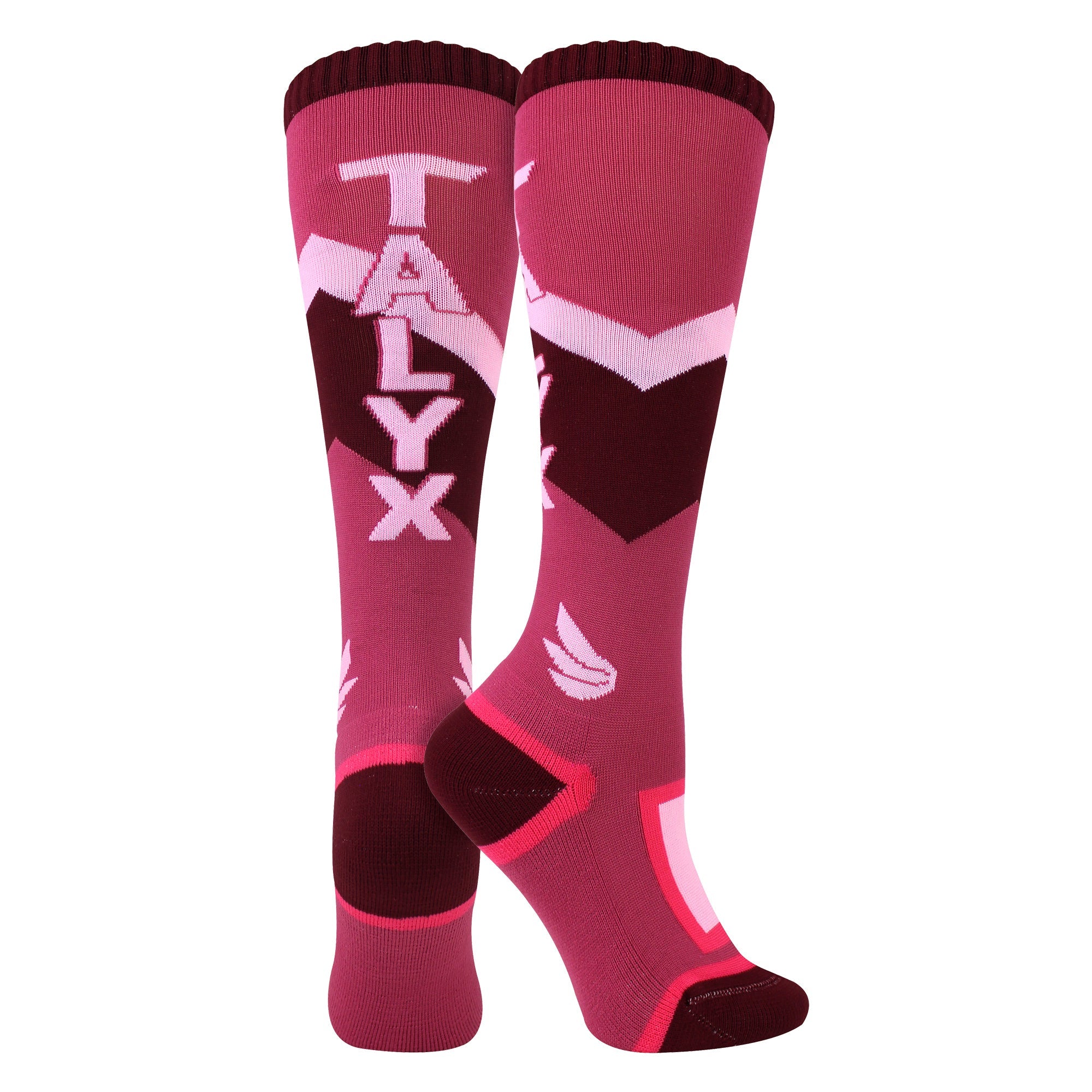 TALYX girls thermal ski socks in bright pink with reinforced heel and cushioned foot design. — view 5