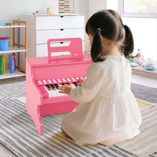 25 Keys Kids Piano Keyboard with Adjustable Speed and Teaching Mode-Brown