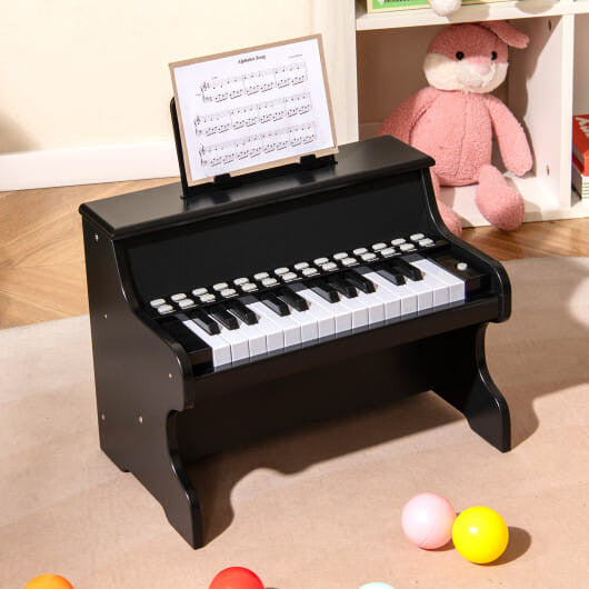 25 Keys Kids Piano Keyboard with Adjustable Speed and Teaching Mode-Brown