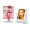Pursonic dual LED vanity mirrors with illuminated borders adjustable stands and 5X magnification attachment