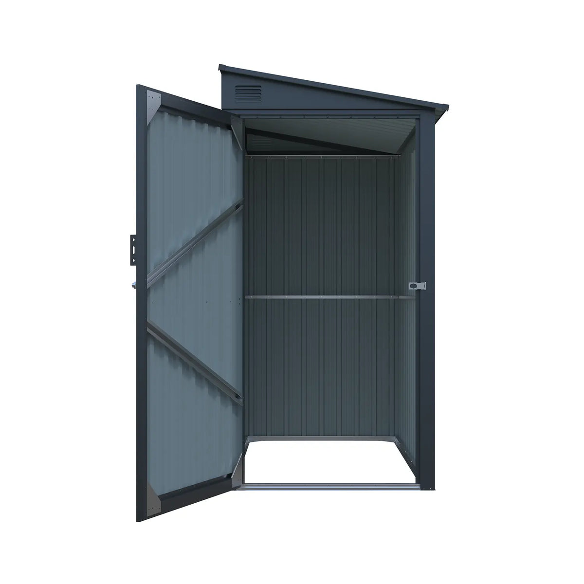 3' x 6' Galvanized Metal Pent Shed, 29 GA Corrugated Metal, 75" Upper edge, TMG-MS0306-3