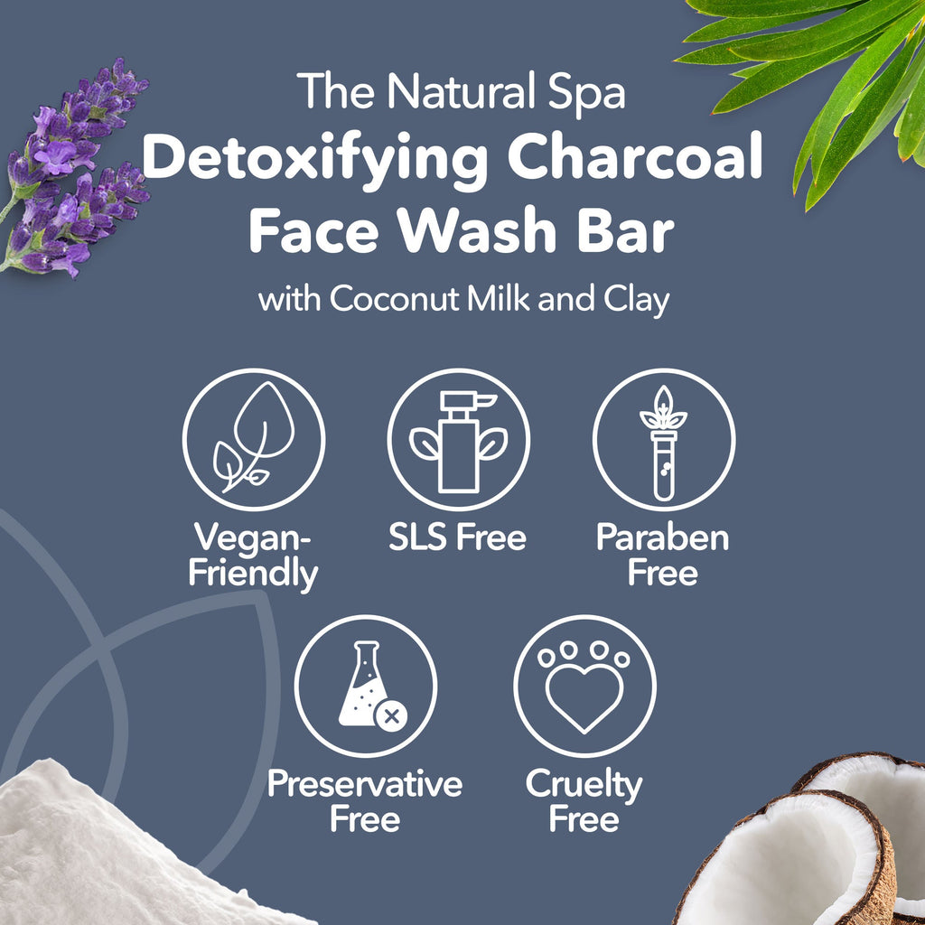 Charcoal face wash bar, round black solid facial soap for naturally detoxifying vegan skincare. — view 4