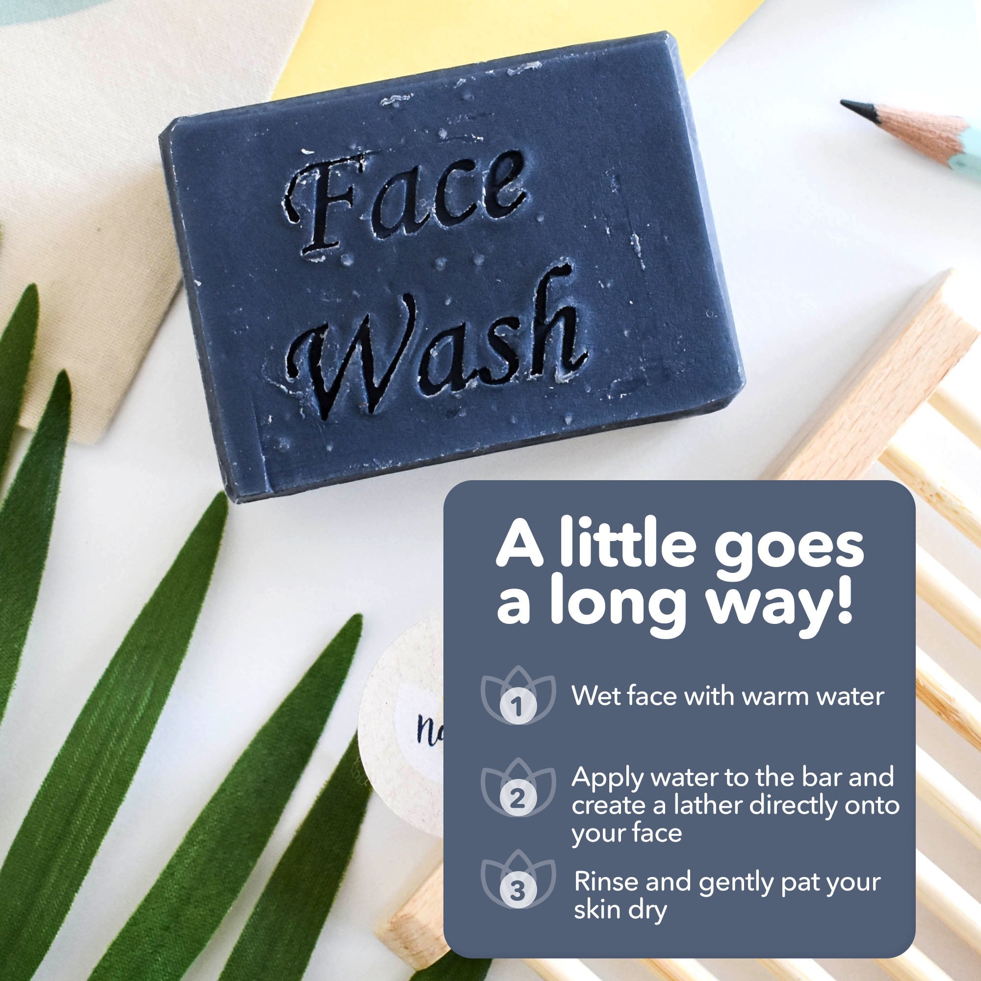 Charcoal face wash bar, round black solid facial soap for naturally detoxifying vegan skincare. — view 5