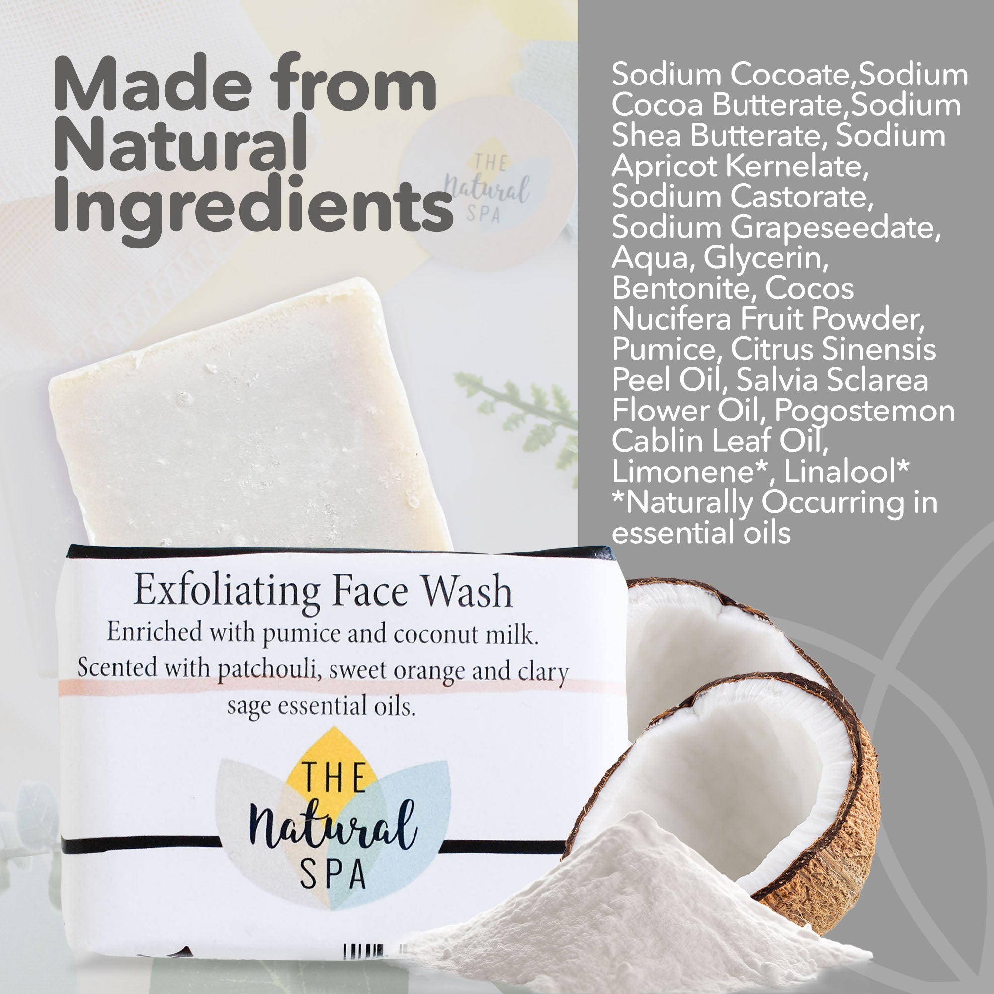 Exfoliating face wash bar with patchouli clary sage and sweet orange for gentle vegan skincare. — view 3