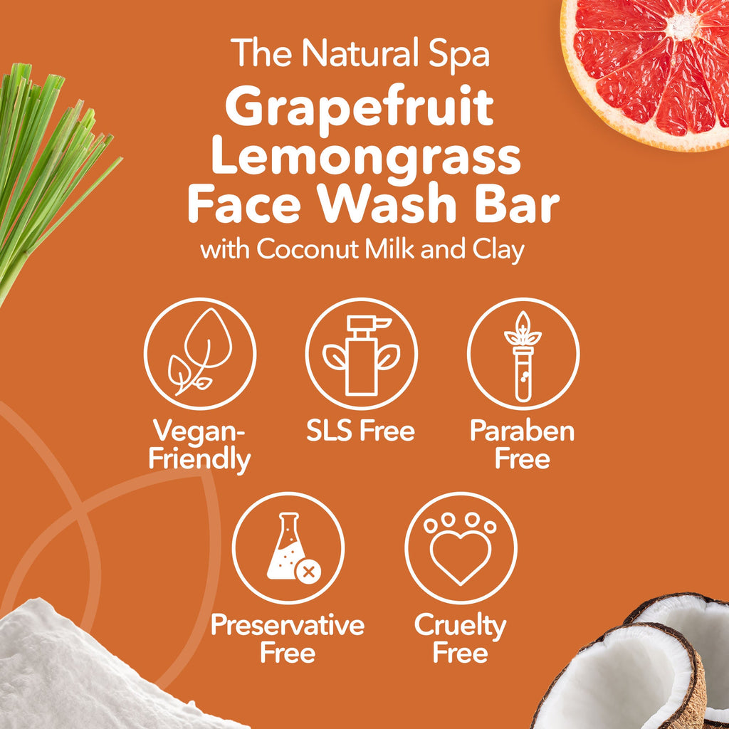 Grapefruit lemongrass face wash bar, round natural solid facial cleanser for gentle daily exfoliation — view 4